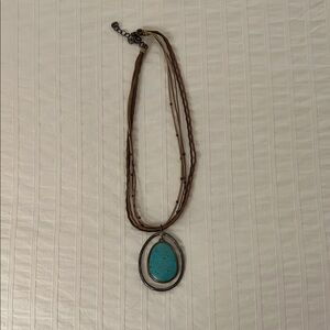 Genuine Silpada, leather and Turquoise Pendant Necklace